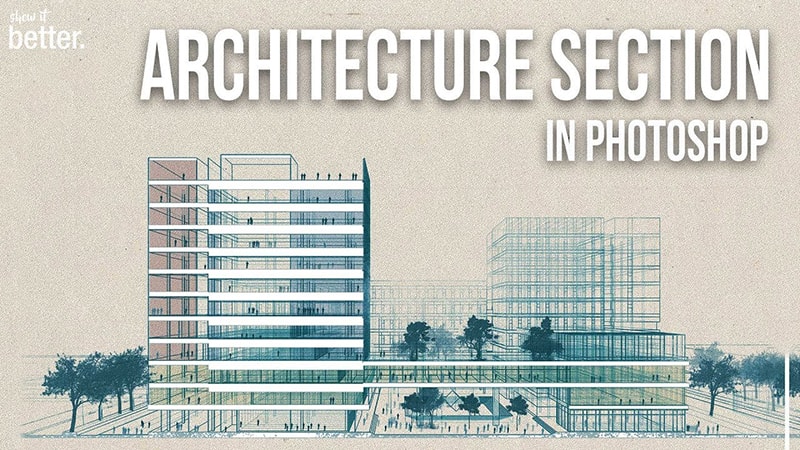 Architecture Section in Photoshop Conceptual
