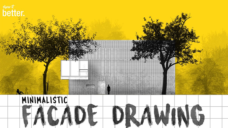Facade Drawing in Photoshop Minimalistic Style