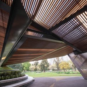 Origami-inspired MPavilion by carme pinós opens in melbourne