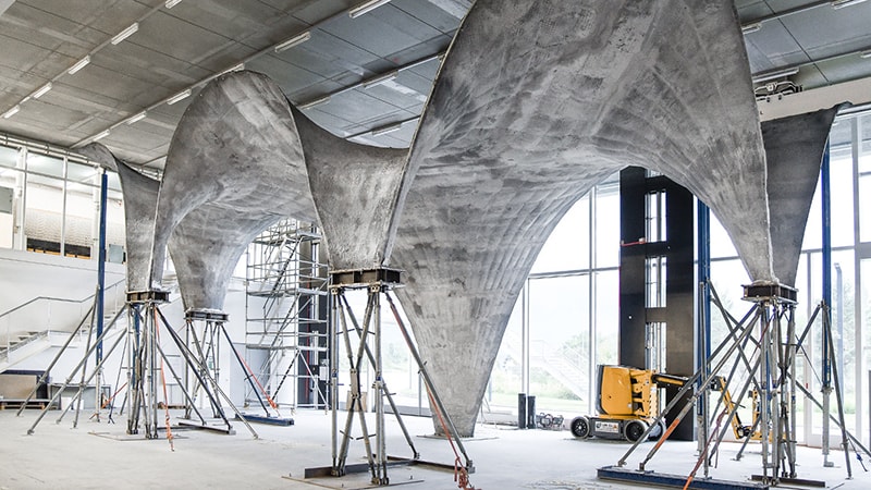 Ultra-thin concrete roof